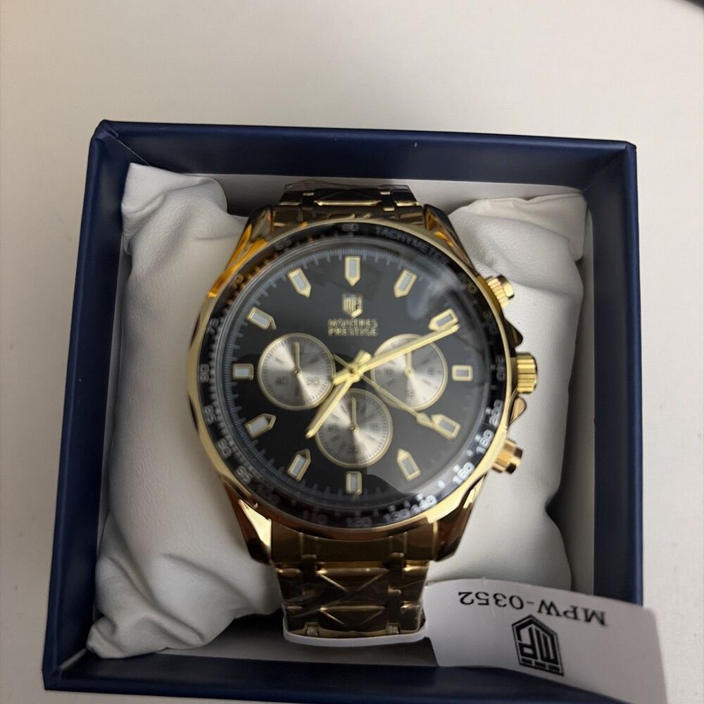 44.5MM Montres Prestige X Invicta Chronograph Men’s Watch, Gold Band